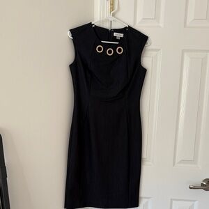 Calvin Klein soft Jean material Midi Dress with Gold Accents